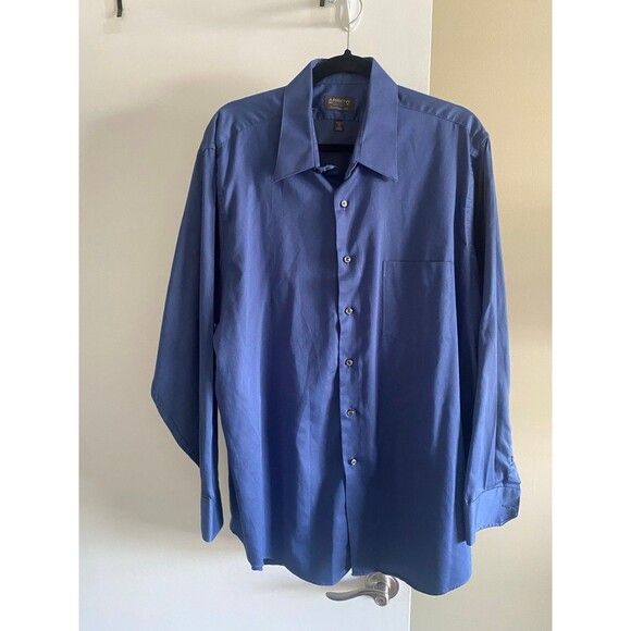 Arrow USA 1851 Classic Fit Wrinkle Free 17, 34/35, XL Men's Dress Shirt Blue - Picture 1 of 11